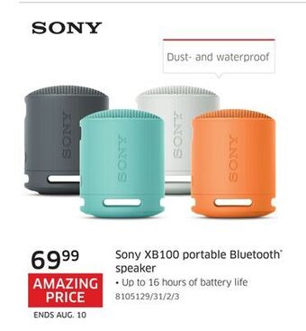 The Source Sony xb100 portable bluetooth® speaker offer
