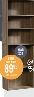 The Brick Grady 5-shelf bookcase summer oak offer