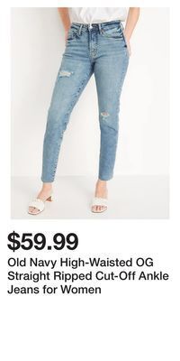 Old Navy Old navy high-waisted og straight ripped cut-off ankle jeans for women offer