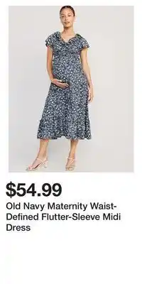 Old Navy Old navy maternity waist-defined flutter-sleeve midi dress offer