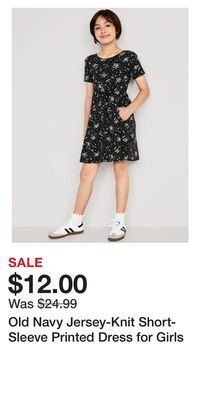 Old Navy Old navy jersey-knit short-sleeve printed dress for girls offer