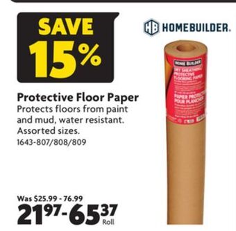 Home Hardware Protective floor paper offer