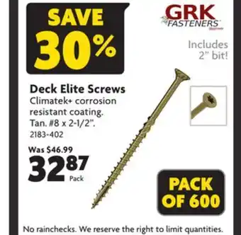 Home Hardware Deck elite screws offer