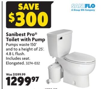 Home Hardware Sanibest pro® toilet with pump offer