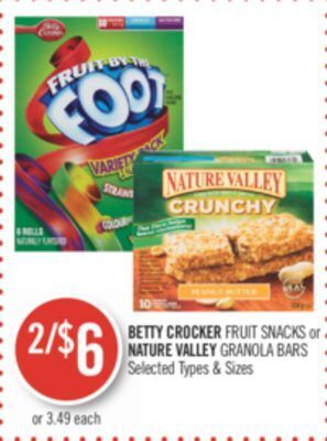 Shoppers Drug Mart Betty crocker fruit snacks or nature valley granola bars offer