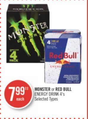 Shoppers Drug Mart Monster or red bull energy drink offer