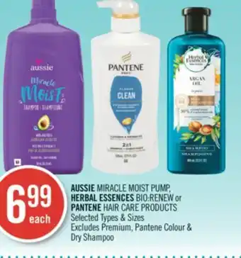 Shoppers Drug Mart Aussie miracle moist pump, herbal essences bio-renew or pantene hair care products offer