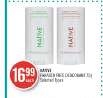Shoppers Drug Mart Native paraben free deodorant offer