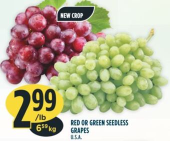 Marché Adonis Red or green seedless grapes offer