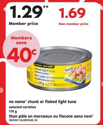 Independent City Market No name® chunk or flaked light tuna, 170 g offer