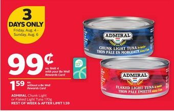 Rexall Admiral chunk light or flaked light tuna offer