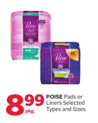 Rexall Poise pads or liners offer