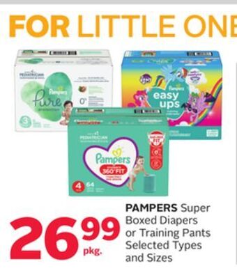 Rexall Pampers super boxed diapers or training pants offer
