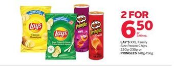 Rexall Lay's xxl family size potato chips 220g-235g or pringles 148g-156g offer