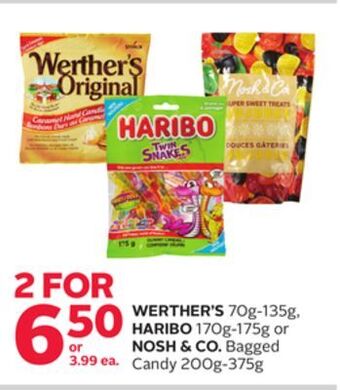 Rexall Werther's 70g-135g, haribo 170g-175g or nosh & co. bagged candy 200g-375g offer