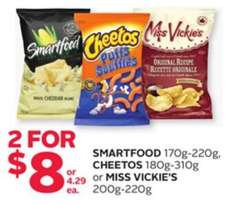 Rexall Smartfood 170g-220g, cheetos 180g-310g or miss vickie's 200g-220g offer