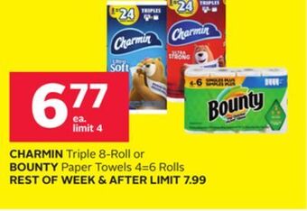 Rexall Charmin triple 8-roll or bounty paper towels 4 = 6 rolls offer
