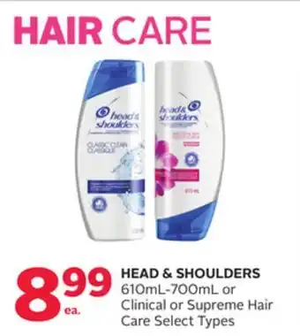 Rexall Head & shoulders 610ml-700ml or clinical or supreme hair care offer