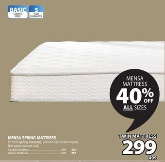 JYSK Mensa spring mattress offer