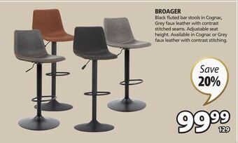 JYSK Broager black fluted bar stools offer