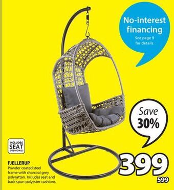 JYSK Fjellerup powder coated steel frame with charcoal grey polyrattan offer
