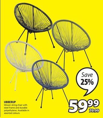 JYSK Ubberup woven string chair with steel frame and durable polyethylene offer