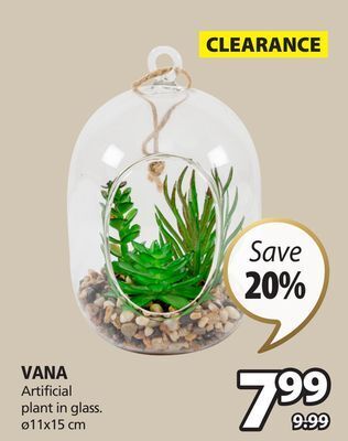 JYSK Vana artificial plant in glass offer