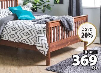 JYSK Portman solid pine mission style bed frame with coffee stained finish offer