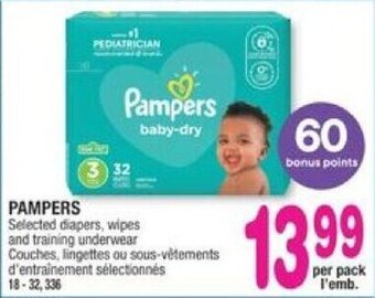 Jean Coutu PAMPERS Selected diapers, wipes and training underwear. offer