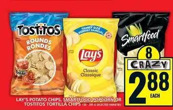 Food Basics LAY'S POTATO CHIPS, SMARTFOOD POPCORN OR TOSTITOS TORTILLA CHIPS 130-295 G SELECTED VARIETIES offer