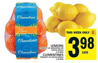 Food Basics LEMONS , CLEMENTINES offer