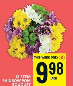 Food Basics 12 STEM RAINBOW POM BOUQUET offer