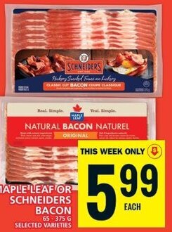 Food Basics MAPLE LEAF OR SCHNEIDERS BACON offer