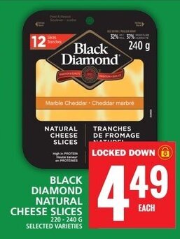 Food Basics BLACK DIAMOND NATURAL CHEESE SLICES 220-240 G offer