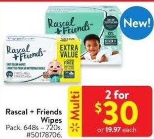 Walmart Rascal +Friends Wipes offer