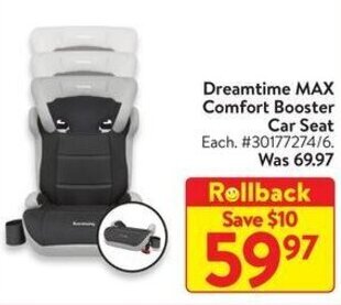 Walmart Dreamtime MAX Comfort Booster Car Seat offer