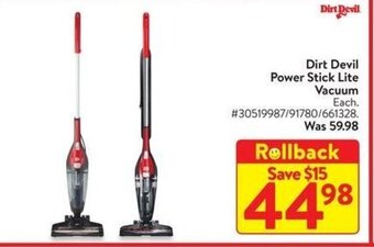 Walmart Dirt Devil Power Stick Lite Vacuum offer