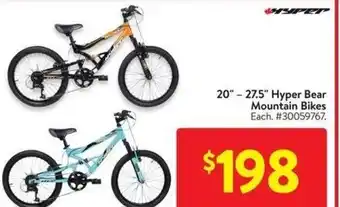 Walmart 20"-27.5" Hyper Bear Mountain Bikes offer