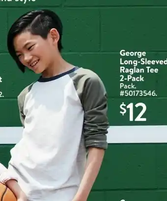 Walmart George Long-Sleeved Raglan Tee 2-Pack offer