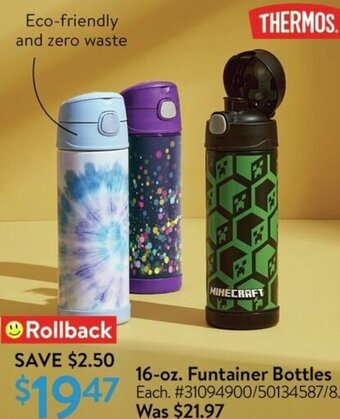 Walmart 16-oz. Funtainer Bottles offer