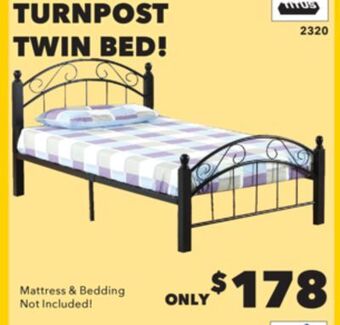 Surplus Furniture Cappuccino turnpost twin bed complete offer