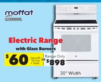Surplus Furniture Moffat white 30 electric range with glass burners offer