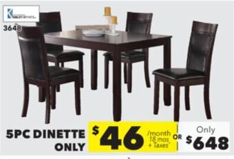 Surplus Furniture Nellie espresso 5-piece dinette set offer