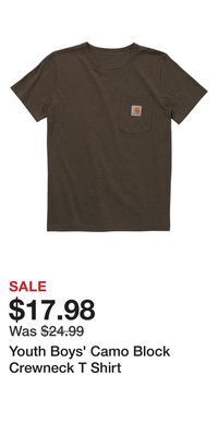 Mark's Youth boys' camo block crewneck t shirt offer
