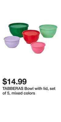 IKEA Tabberas bowl with lid, set of 5, mixed colors offer