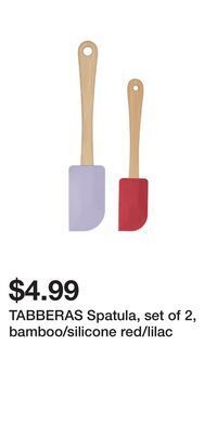 IKEA Tabberas spatula, set of 2, bamboo/silicone red/lilac offer