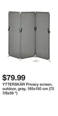 IKEA Ytterskär privacy screen, outdoor, gray, 185x150 cm (72 7/8x59 ) offer