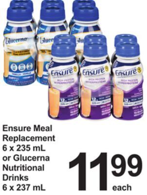 Pharmasave Ensure meal replacement 6 x 235 ml or glucerna nutritional drinks 6 x 237 ml offer