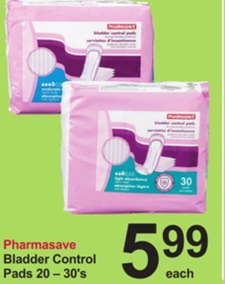 Pharmasave Pharmasave bladder control pads 20-30's offer