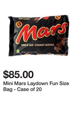 Dollarama Mini mars laydown fun size bag - case of 20 offer